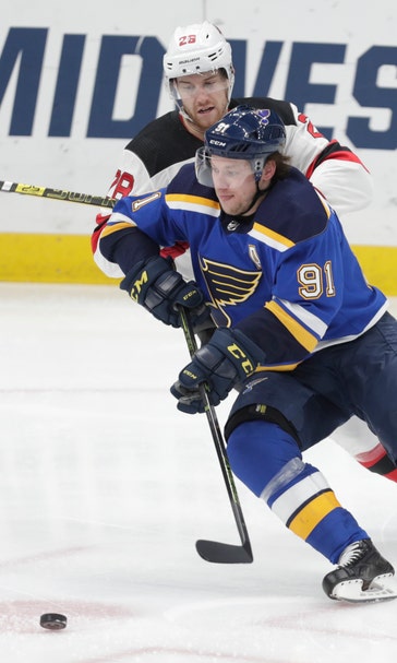 Blues run winning streak to 7 games, beat Devils 8-3